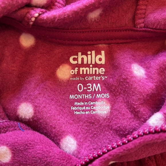 Like New Carters Fleece jumpsuit with hood. - Picture 3 of 3